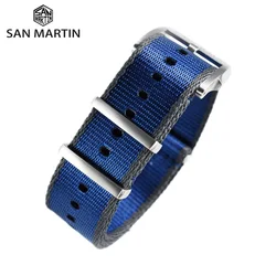 San Martin Premium Nylon Watch Strap 20mm 20mm Watchband Army Logo Pin Buckle Universal Pilot Wristband Replacement N113A