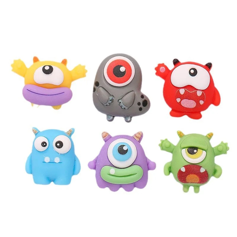 10Pcs Resin Cartoon Animation Three-Eyed Monster Flatback Stone Figurines crapbooking DIY Jewelry Craft Decoration Accessories