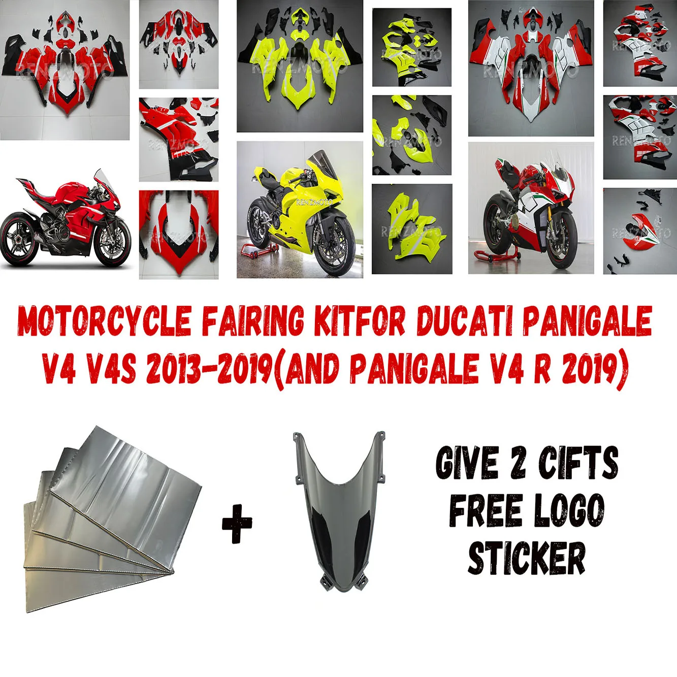 

Комплект обтекателей, подходящий для Panigale v4s v4r 2020 2021, комплект кузовных работ 20 21 АБС, высокое качество, черный, красный