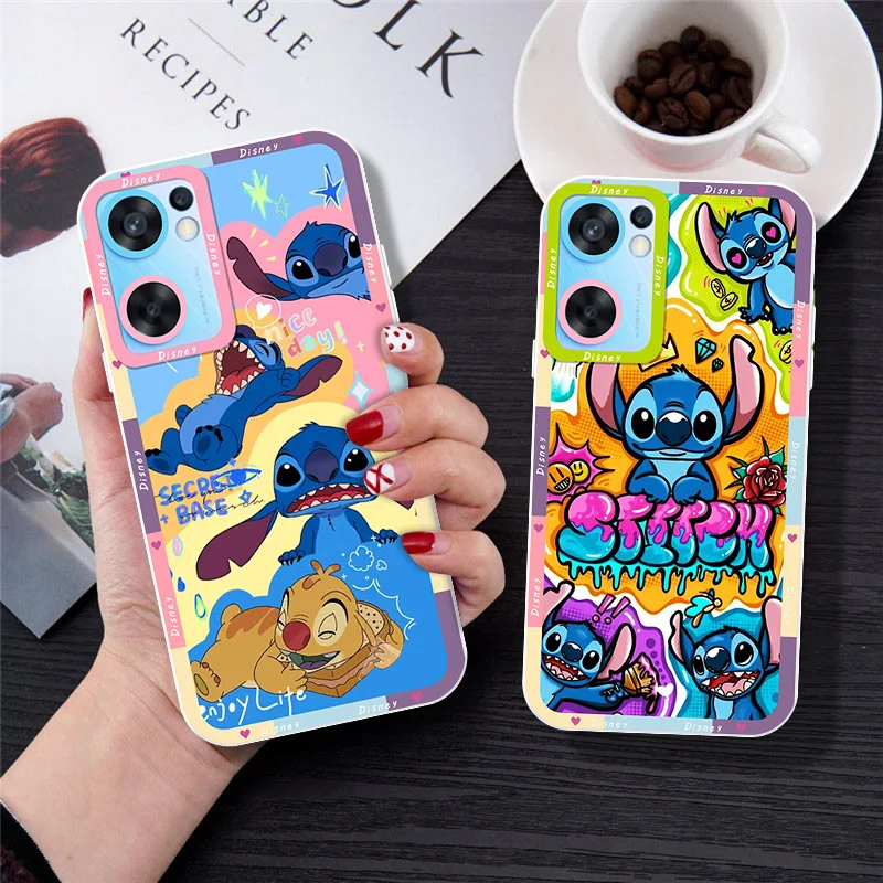 Disney Cute Lilo & Stitch For OPPO A98 A94 A92 A78 A76 A74 A72 A58 A54 A55 A36 A15 A9 5G Angel Eyes Transparent Phone Case