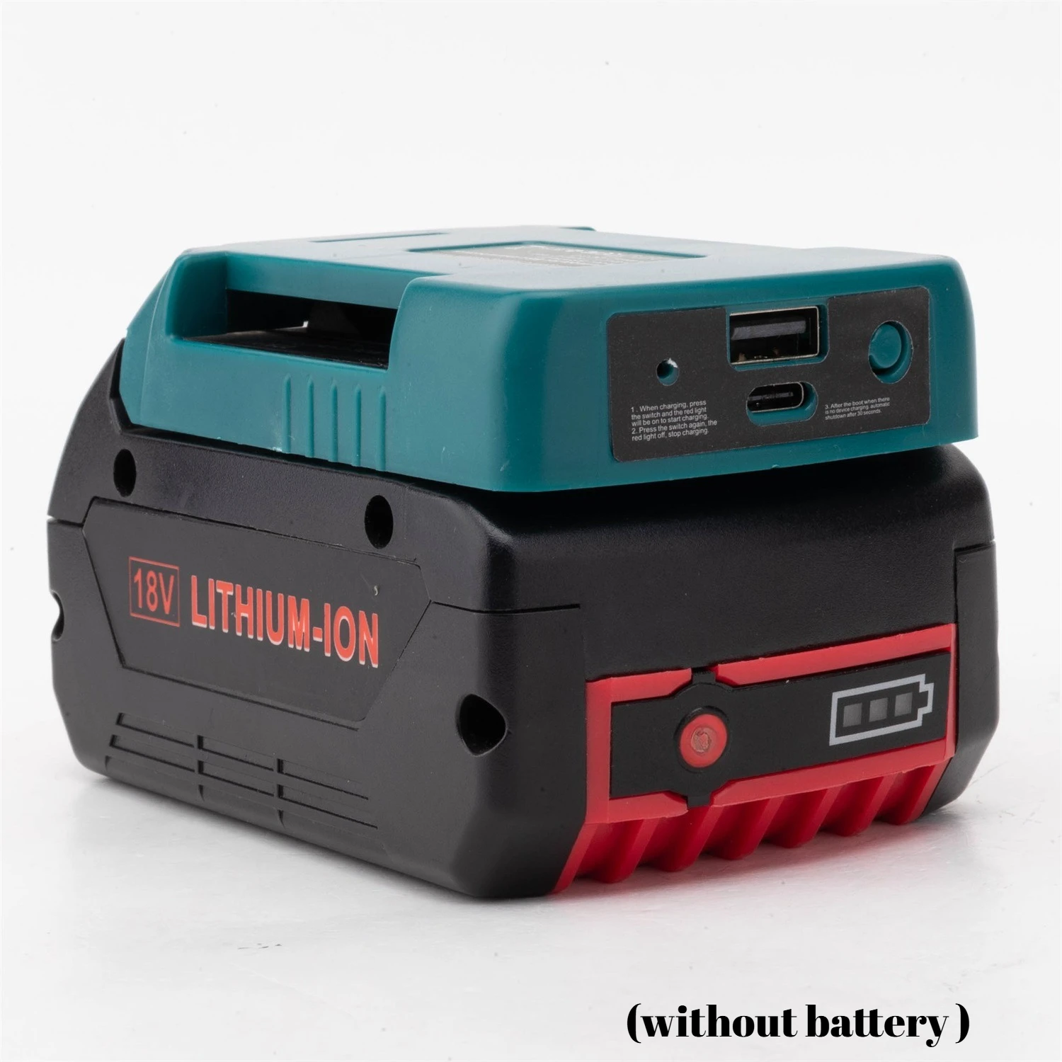 Car Charger 18W Fast USB Port  Type-C Quick Charge DC for Smart Phones  for Bosch 18v Battery(without battery )