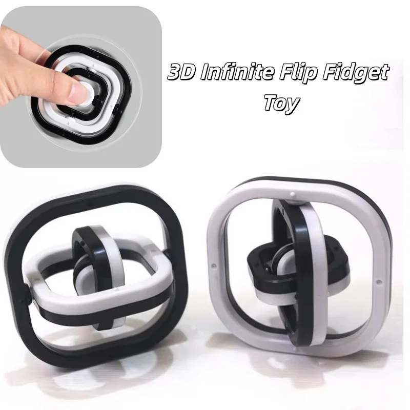 3D Flip Finger Spinner Fidget Toy Fingertip Gyro Sensory Spinning Top Stress Relief Focus Aid Desktop Decor Creative Gift Adults