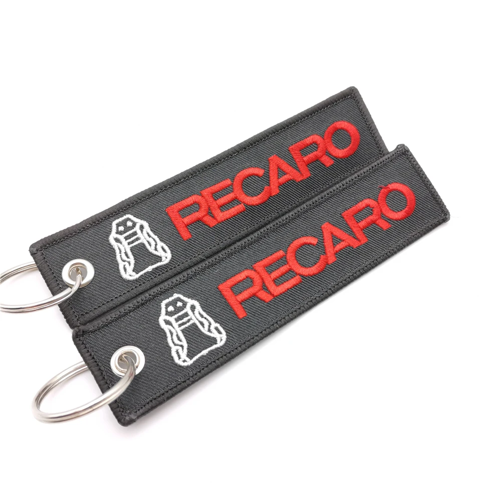 Car Styling JDM RECARO Racing Keyring Embroidery Keychain Luggage Tag Backpack Lanyard Nylon Key Chain Auto Key Ring Accessories