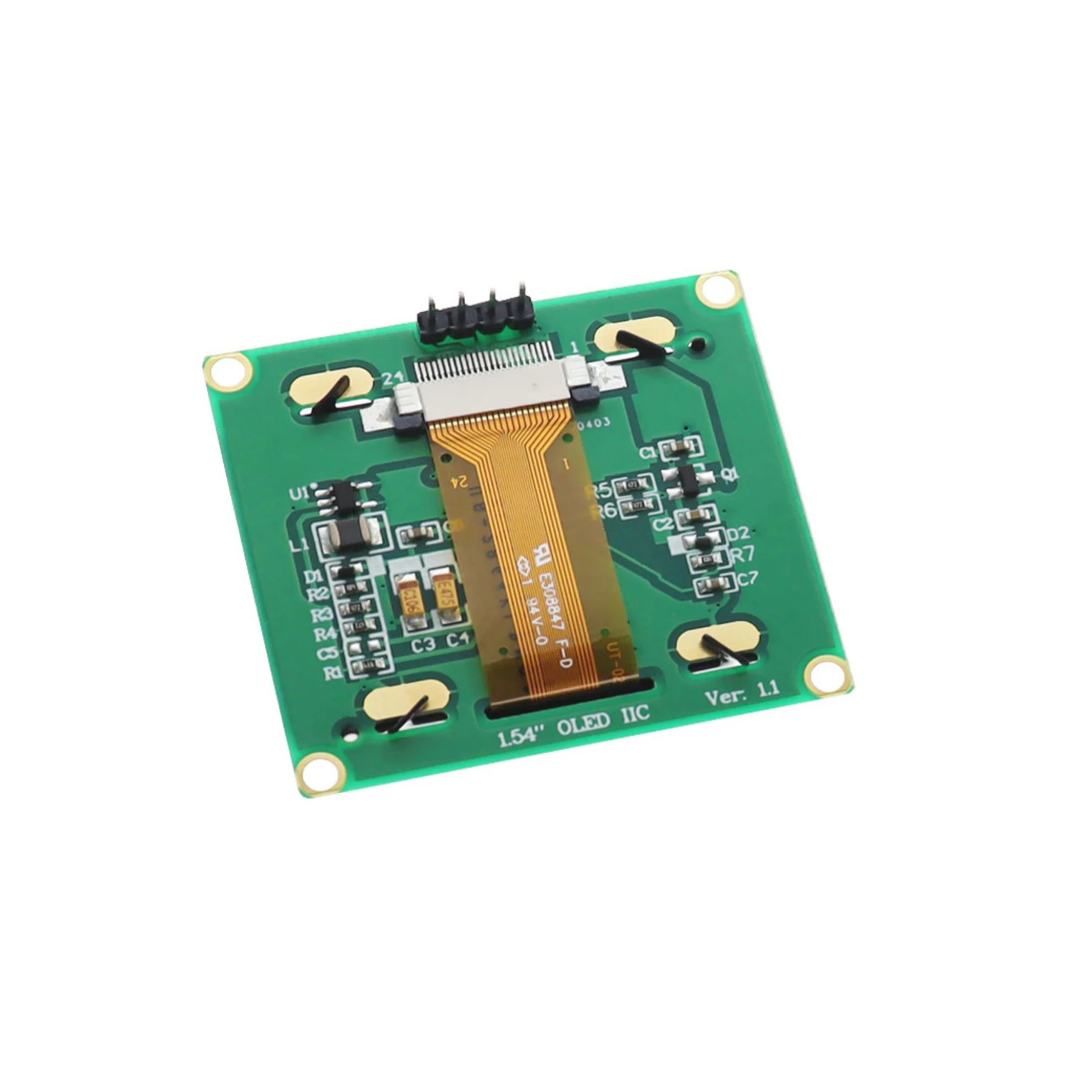 1.54 inch OLED Display Module 128*64 Screen Green Board SSD1309 Driver 4-Pin IIC Interface