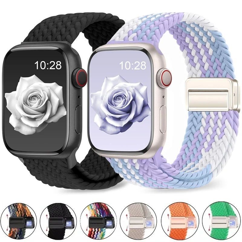 Geflochtenes Armband für Apple Watch Band 44 mm 45 mm 49 mm 46 mm/38 mm 40 mm 41 mm Magnetarmband iWatch Serie 11 10 SE 9 8 7 6 Ultra 2 3