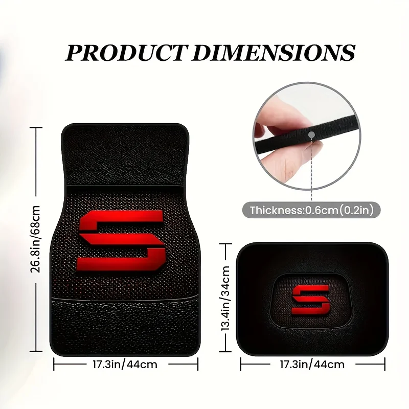 4pcs For SUZUKI Suzuki Logo Design Car Floor Mats - Non-Slip All-Weather, Red S Lettering & Black Pedal-Specific Fit For SUZUKI/