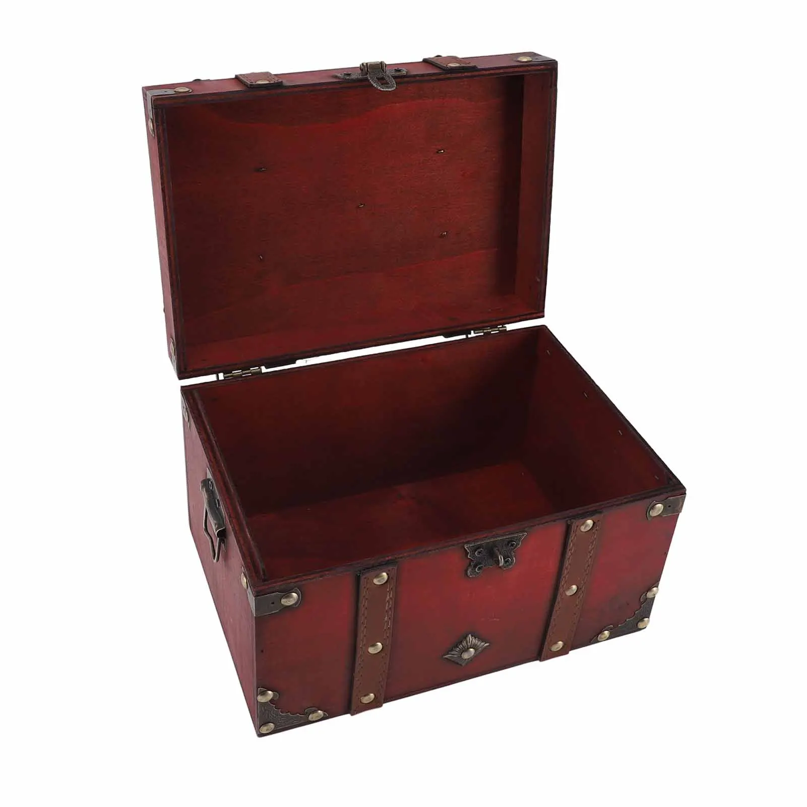 Wooden Treasure Chest Box Decorative Exquisite Vintage Storage Box Container with Lock for Jewelry Earrings Bracelets