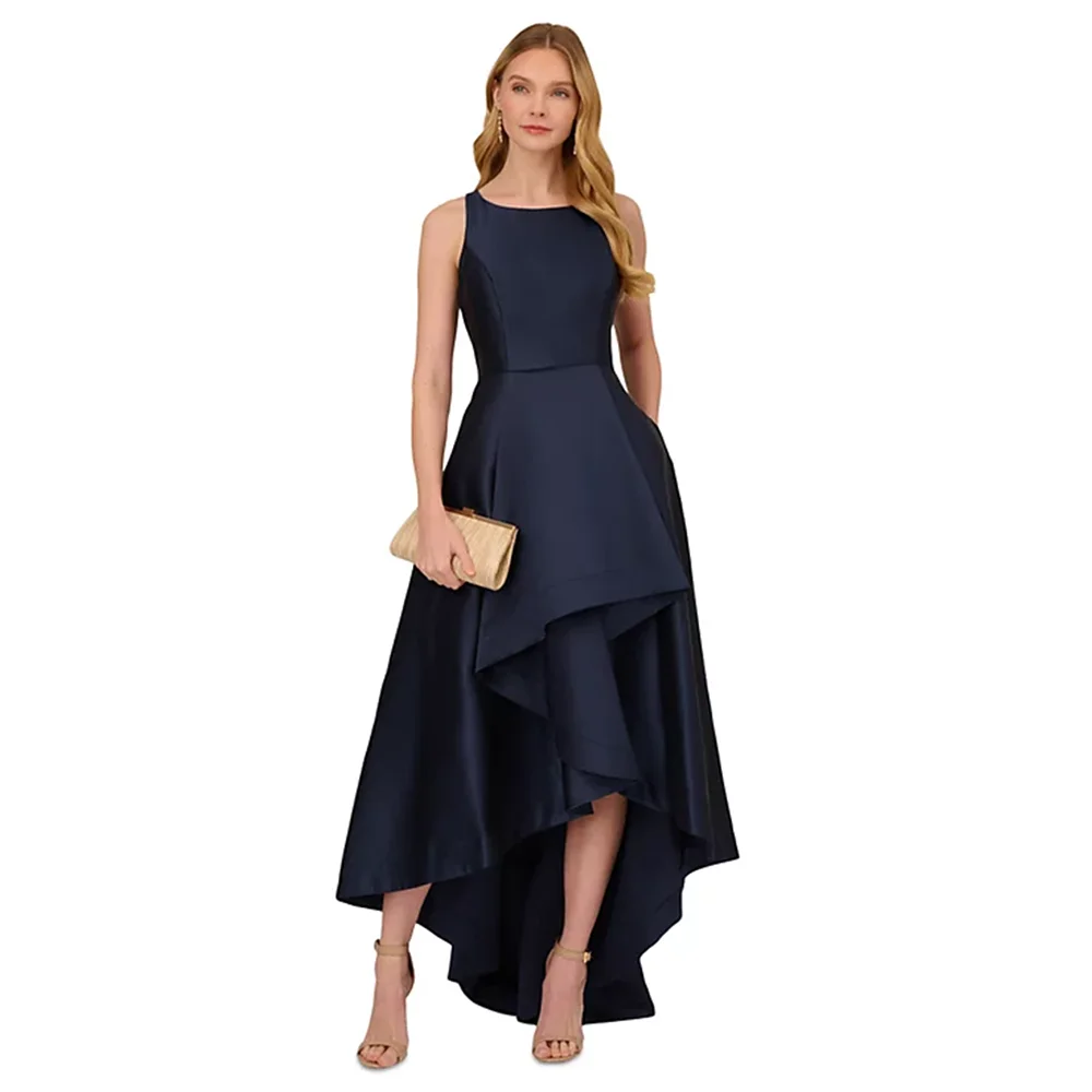 

Elegant Evening Dress Sleeveless Boat Neck A-Line Pleated Draped ChicProm Formal Gown Formal Cocktail Party Gowns Customized