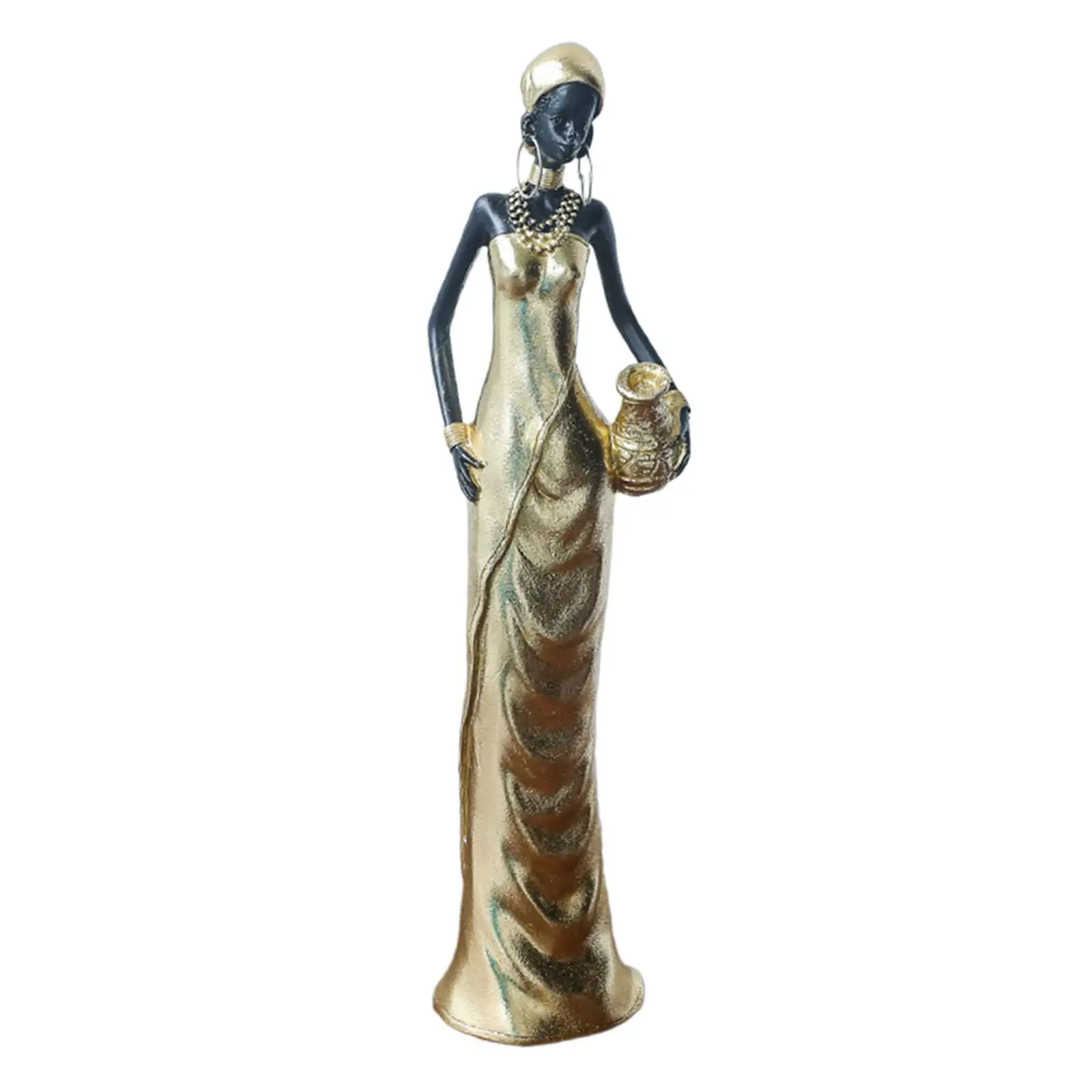 

African Sculpture Decorative Figurine Women Figure Desktop Ornament for Cabinet Bedroom Table Centerpiece Bookshelf Entrance