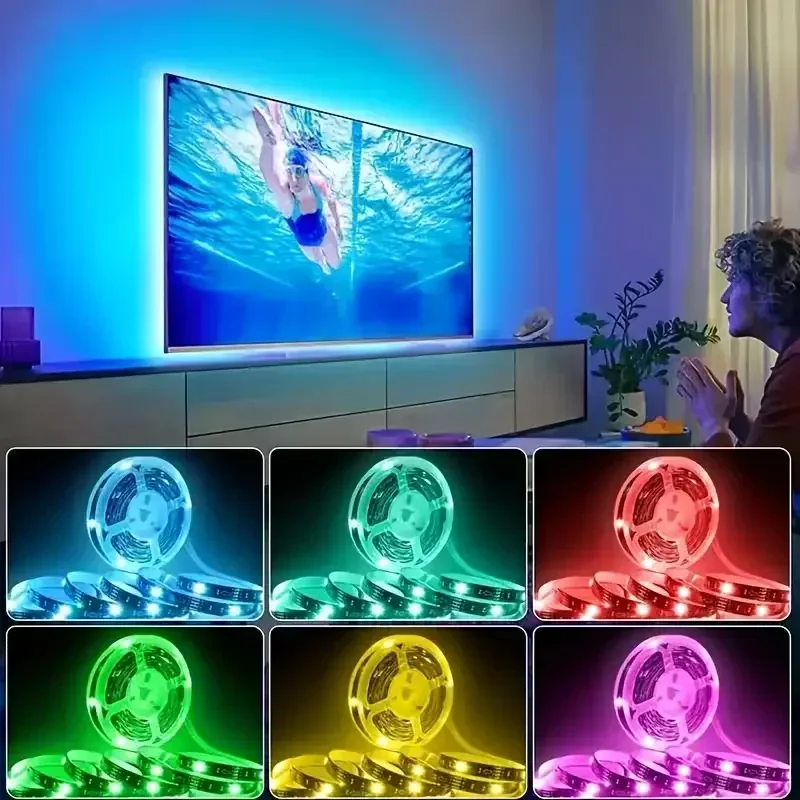 إضاءة خلفية للتلفاز RGB LED قطاع أضواء USB شريط مصباح مرن الشريط ل 55-75 بوصة تلفزيون شاشة الكمبيوتر إضاءة خلفية ديكور المنزل