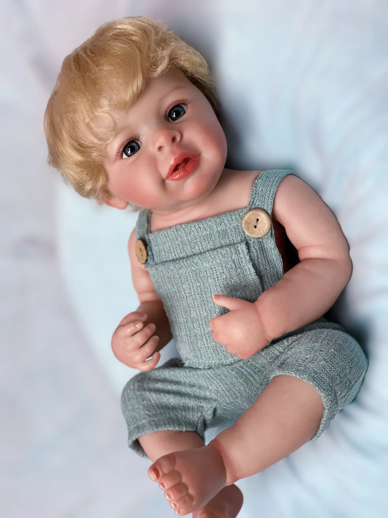 18 Inch Full Body Silicone Reborn Boy Doll 3D Painted Skin With Rooted Hair Newborn Baby Doll For Children Gifts