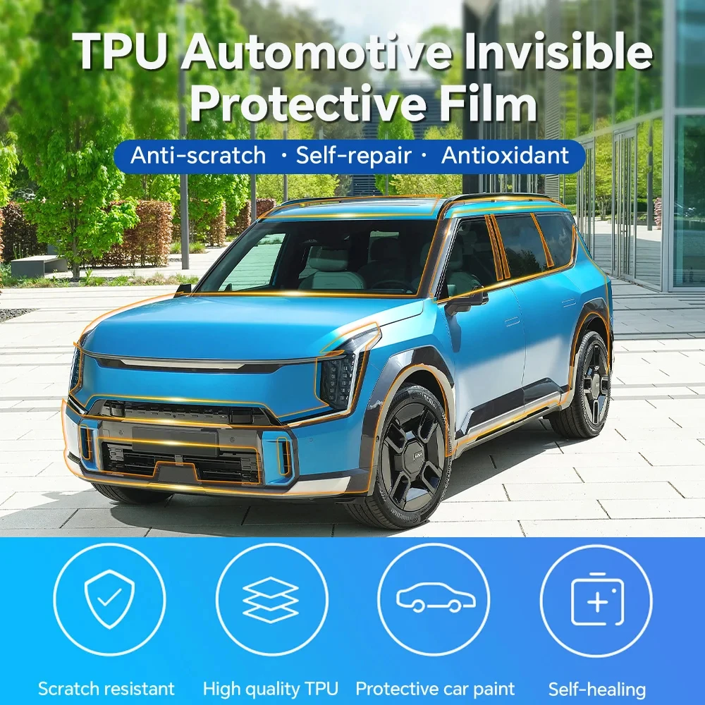 

9Mil TPU Scratch-resistant Car Paint Protection Film For KIA EV9 GT-Line 2023-2024 Body Transparent Car Bra Per-cut PPF Kit