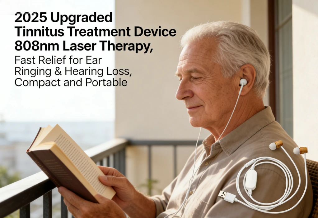 Restore Hearing Clarity with 808nm Laser Ear Device, Relieves Tinnitus and Ringing, USB Powered with 4 Earplugs, Portable Home