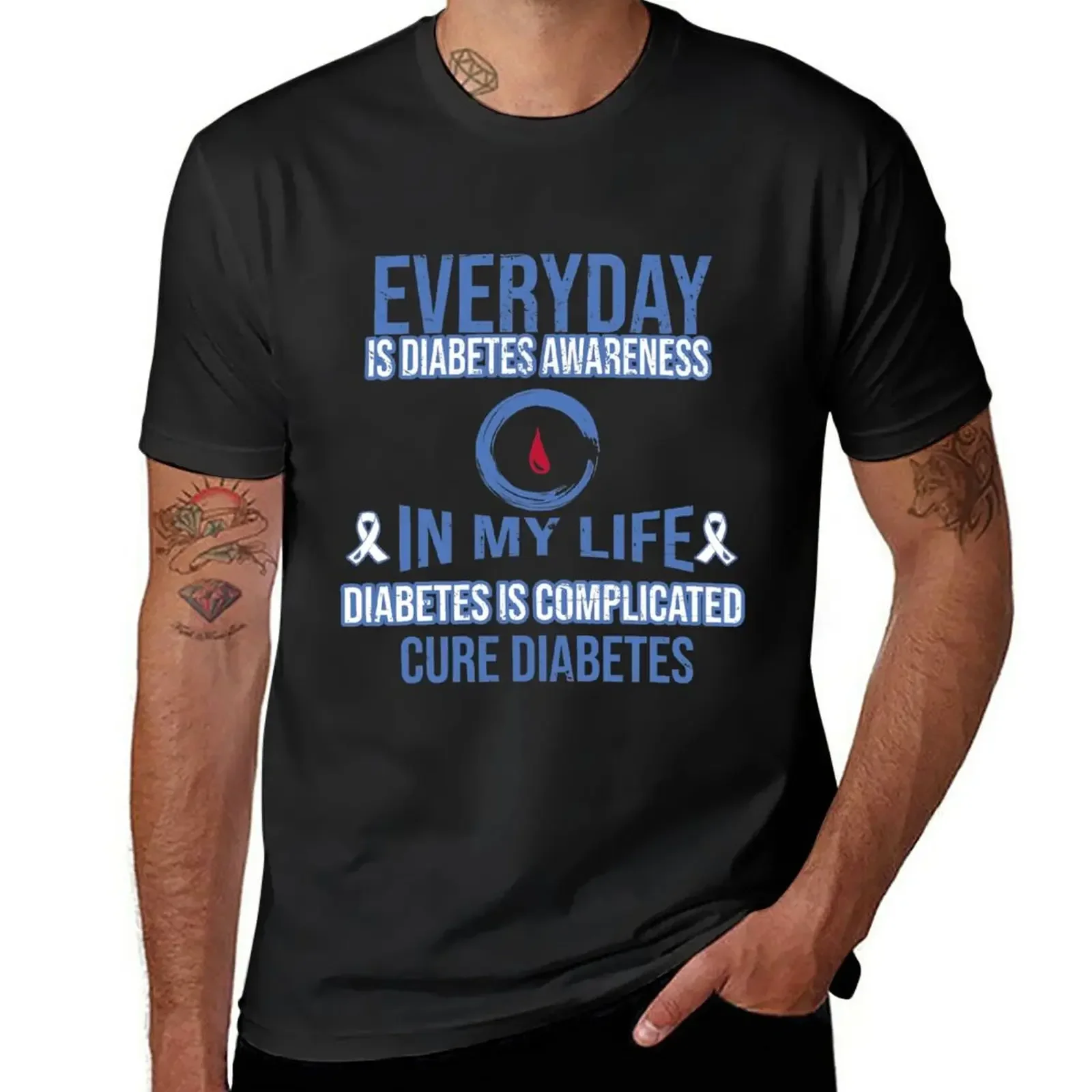 Diabetes Awareness - Everyday is diabetes awareness in my life diabetes is complicated cure T-Shirt vintage men workout shirt