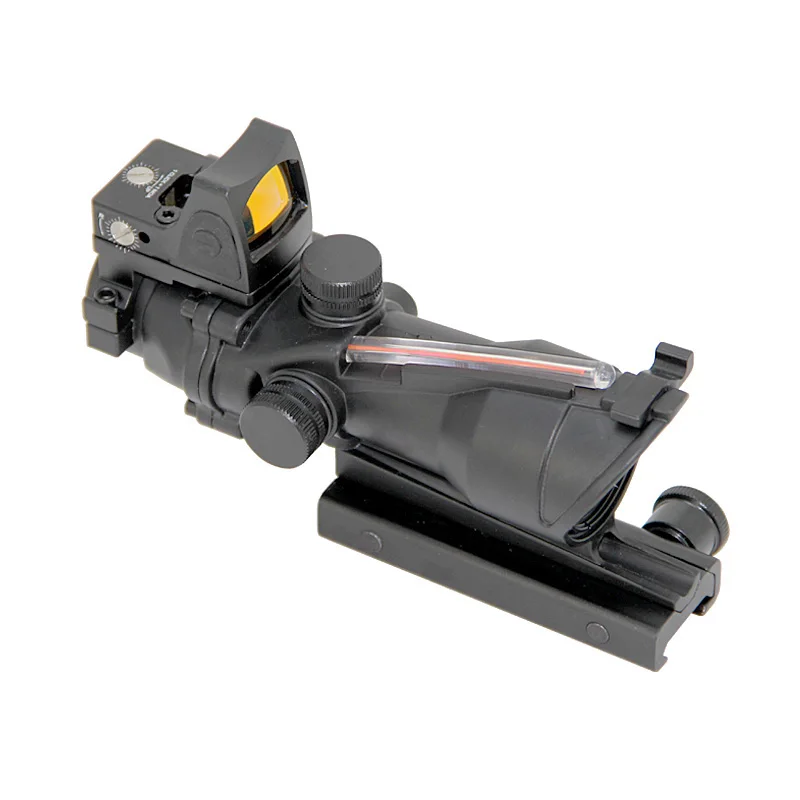 ACOG 4X32 Fiber Scope Red Illuminated Optics with RMR Micro Red Dot Chevron Glass Etched Reticle 4x Magnifier Riflescope