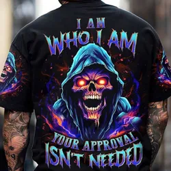 New Men's T-shirt Hip Hop Punk Streetwear Skull 3D Printed Graphic Loose Round Neck Oversized T Shirt Harajuku Gothic Pullover