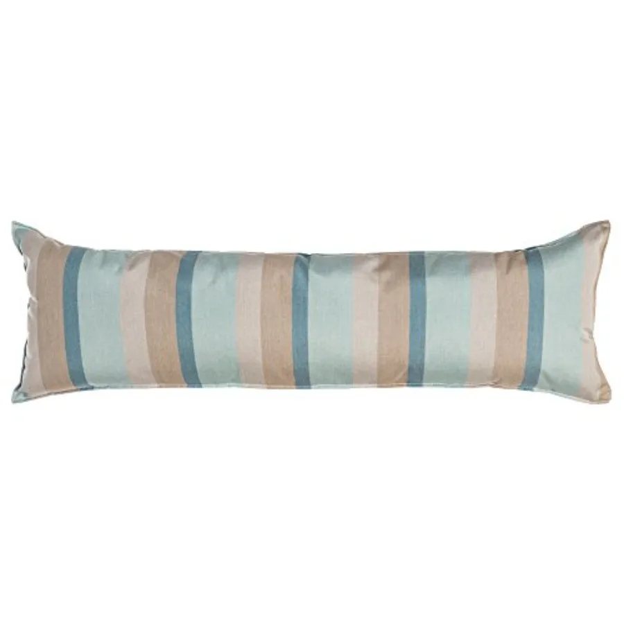 

Outdoor hammock pillow with Sunbrella fabric in mist color, extra wide size, hook loop fasteners, handcrafted in USA
