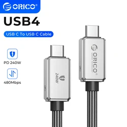 ORICO Type-C Fast Charging Wire 8k 40Gbps USB4 Cable C TO UCB C 240w Thunder 3  60hz TV Box for Mobile Tablet Laptop Samsung