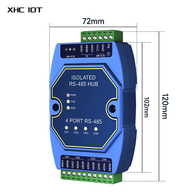 Isolation photoélectrique Industriel 4 voies Cache RS485 Moyeux DC9-40V ESD Protection Puissance et Signal Isolation COJXU E810-R14