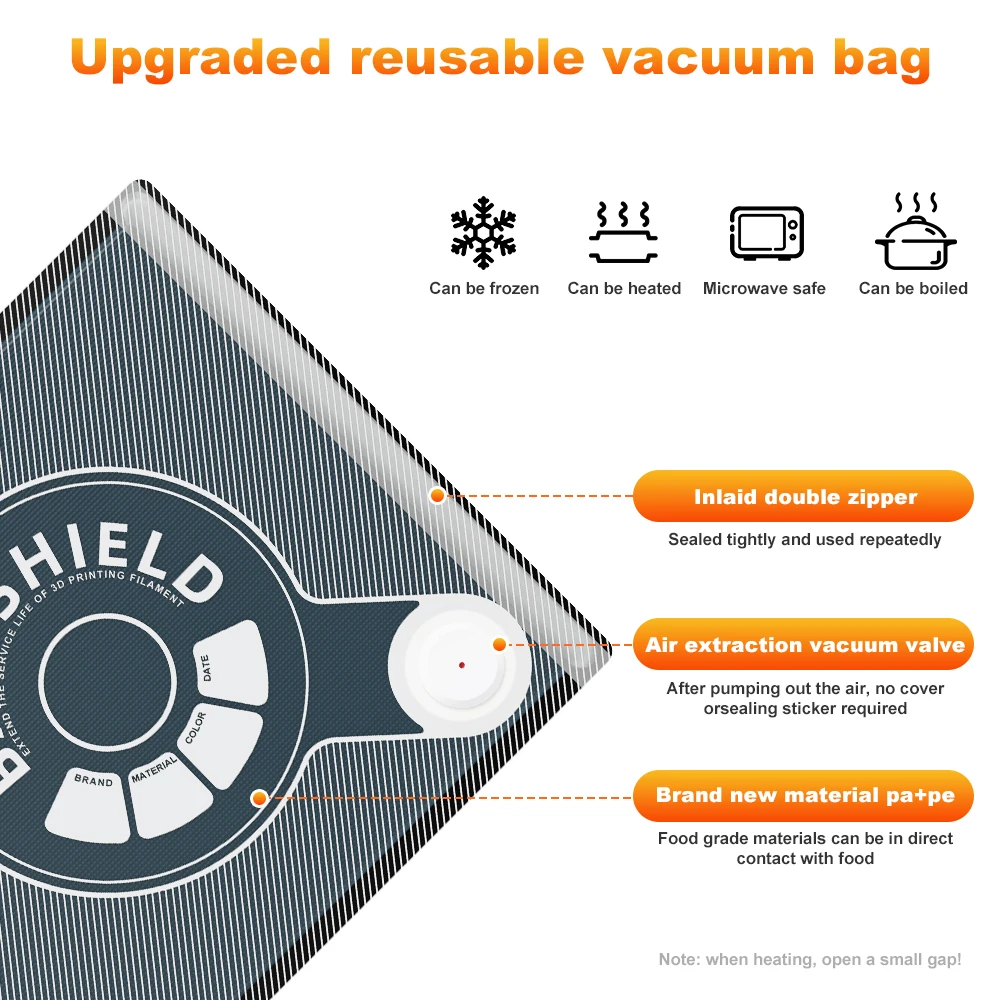 1-30 كيسًا محكم الغلقًا بالفراغ، مزود بمضخة هواء، متوافق مع مواد PLA/ABS/TPU، ومناسب لتخزين خيوط الطابعة ثلاثية الأبعاد #1