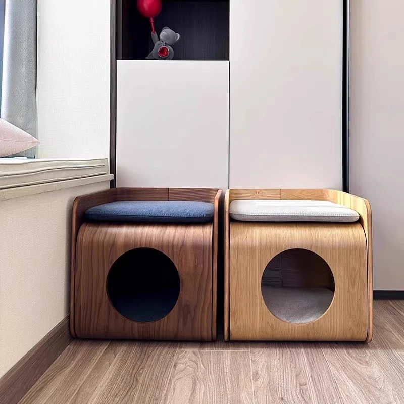 

Cat nest universal in all seasons Closed tree hole Cat house Solid wood sharing