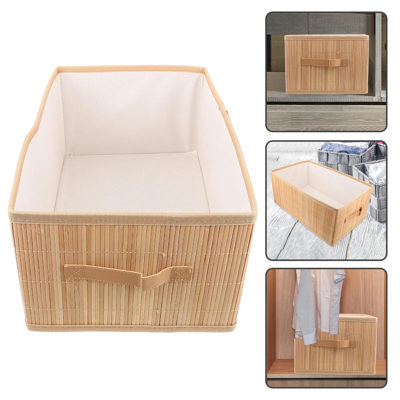 

Foldable Bamboo Storage Basket Large Capacity Clothes Organizer Desktop Sundries Storage Bin Household Organizer Box