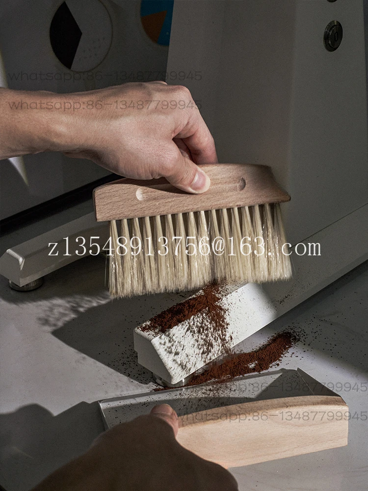 Solid wood brush dustpan set, household bar coffee powder cleaning brush, bean grinder bristle brush