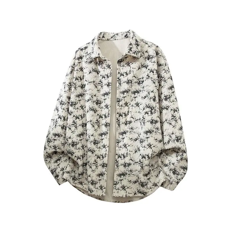 

Men's Retro Ink Wash Print Shirt Long Sleeve Casual Loose Fit Button Down Shirt Vintage Chinese Style Blouse for Daily Wear Tops