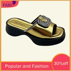FABIO PENNY Women's Summer Slippers 2025 Diamond Bright Fashion Beach Party Casual Comfortable Elegant Slip-On Footwear