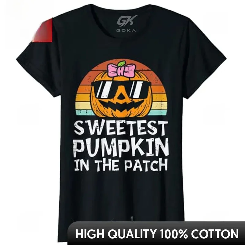 가장 달콤한 호박 레트로 로윈 유아 여아 티셔츠 편안한 면 소재로 어린이들이 로윈에 입기에 완벽합니다.