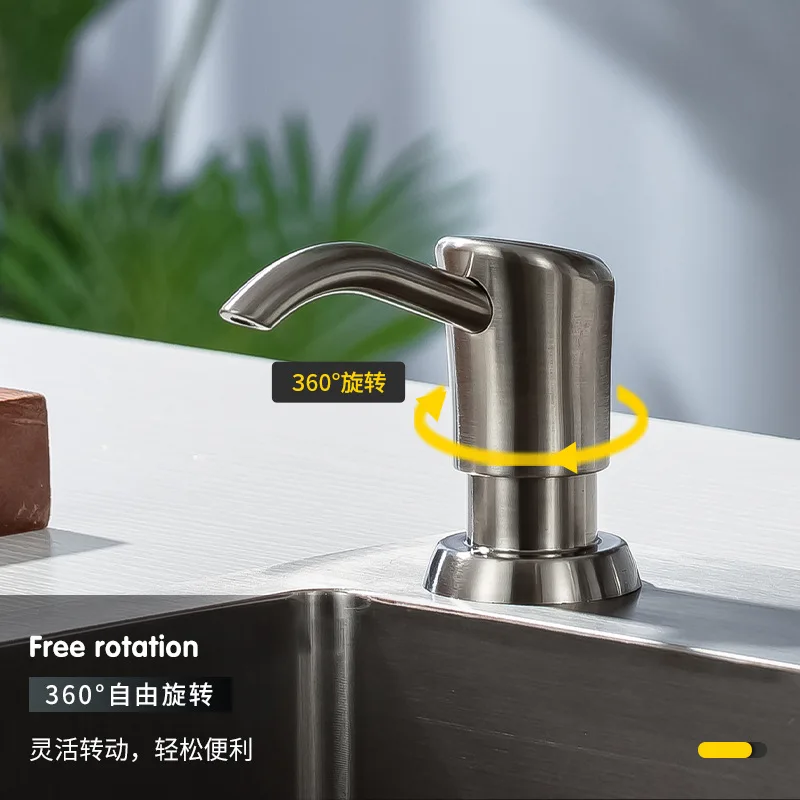 

Manual Press Built-In Soap Dispenser for Kitchen Sink 500ml,ABS+PE Liquid Soap Pump with Easy Install ,Non-Drip Design 360°