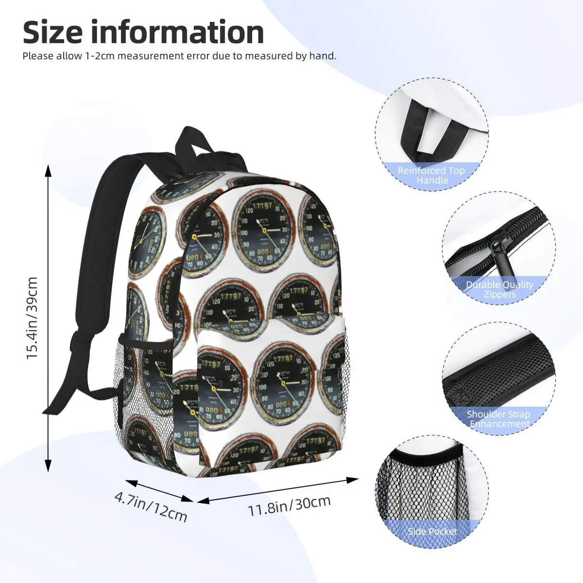 OLD SPEEDOMETER Backpack Student Boys Girls BookBag Men Women School Bag Computer Shoulder Bags