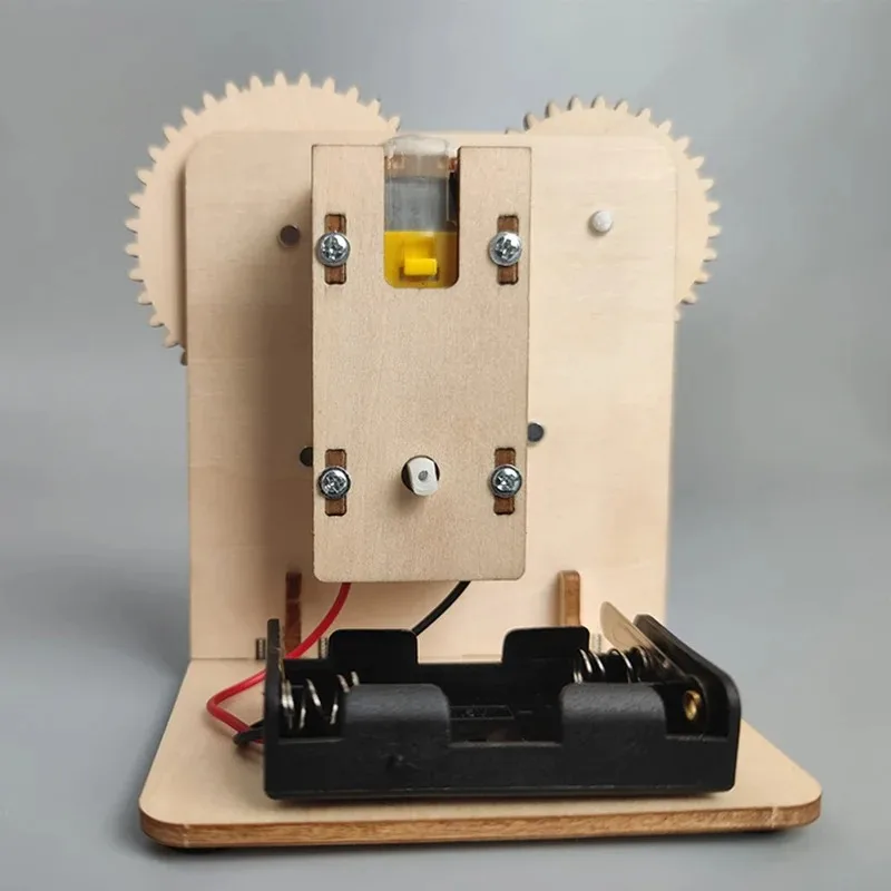 DIY 3D Wooden Gear Transmission Assembly Handcraft, Interlocking Mechanical Desktop Ornament, Gear Linkage Display Decor for Adu