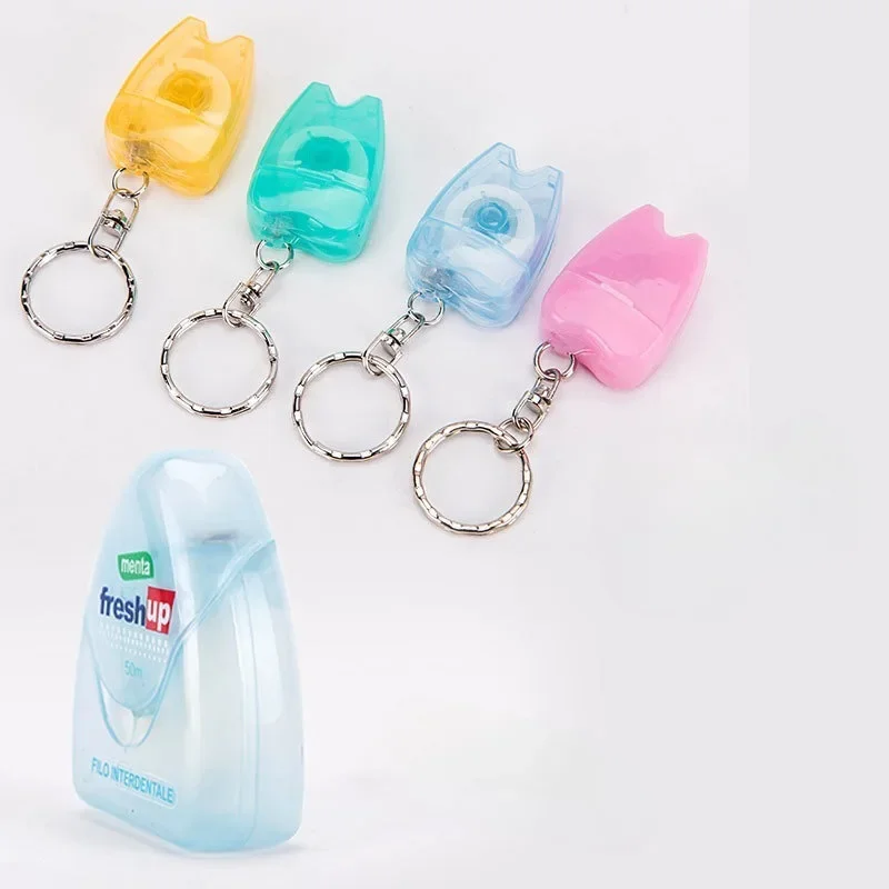 

1PC 15CM Portable Floss Keychain Tooth Shape Keychain Dental Cleaning Oral Care Random Color Tooth Shap Key Chain Dentist Gifts