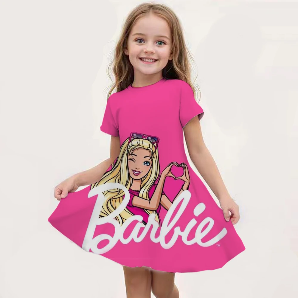 Barbie I am Kenough Princess Dress para meninas e mulheres, traje de manga curta, vestidos de festa, roupas infantis, saia, verão 2020