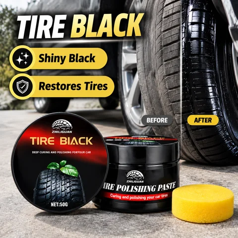 Car Tire Polishing Paste Restore Shiny Black Finish Deep Curing Revive Faded Rubber Surface Protective Tire Dressing Care