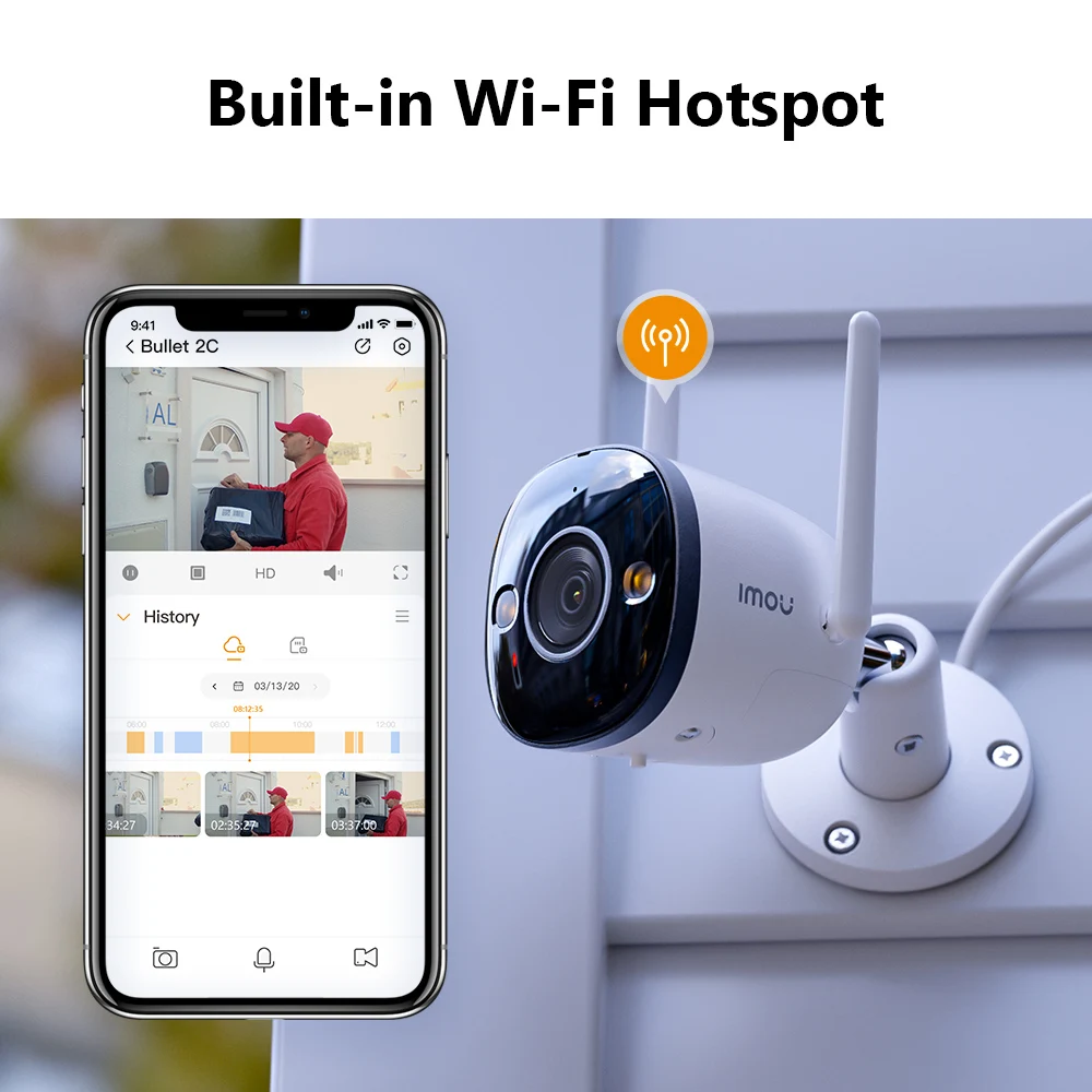 IMOU Wifi Outdoor Camera Bullet 2C 2MP Surveillance IP Camera Automatic Tracking Weatherproof AI Human Detection Outdoor Camera