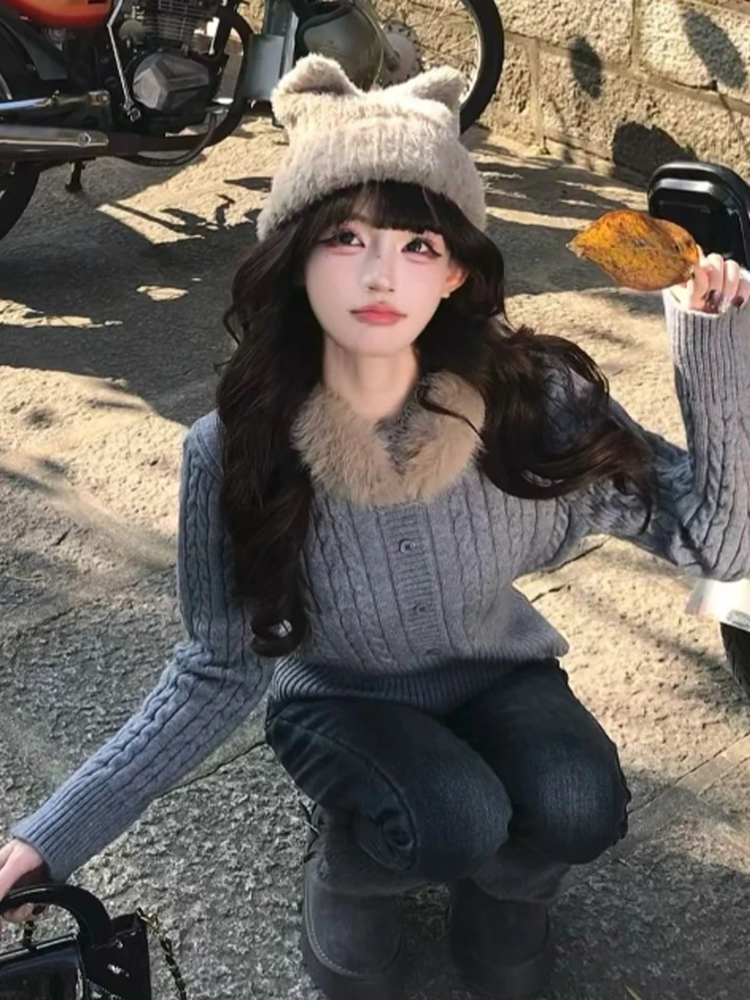 

Slim Fit Long Sve Sweater Vintage Lazy Sle Faionable Winter Women's Knitwear Button Detail Casual Versatile Comfortable