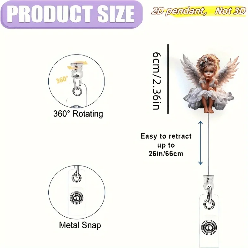 حامل شارة فتاة الملاك الأكريليك. التمرير بطاقة الهوية القابلة للسحب لطلاب المطبات والممرضات.