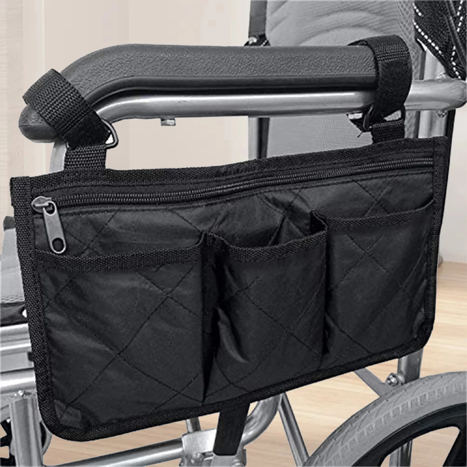 Sac de rangement latéral pour fauteuil roulant, avec plusieurs poches, organisateur pour fournitures médicales, accessoires, Solution de rangement compacte