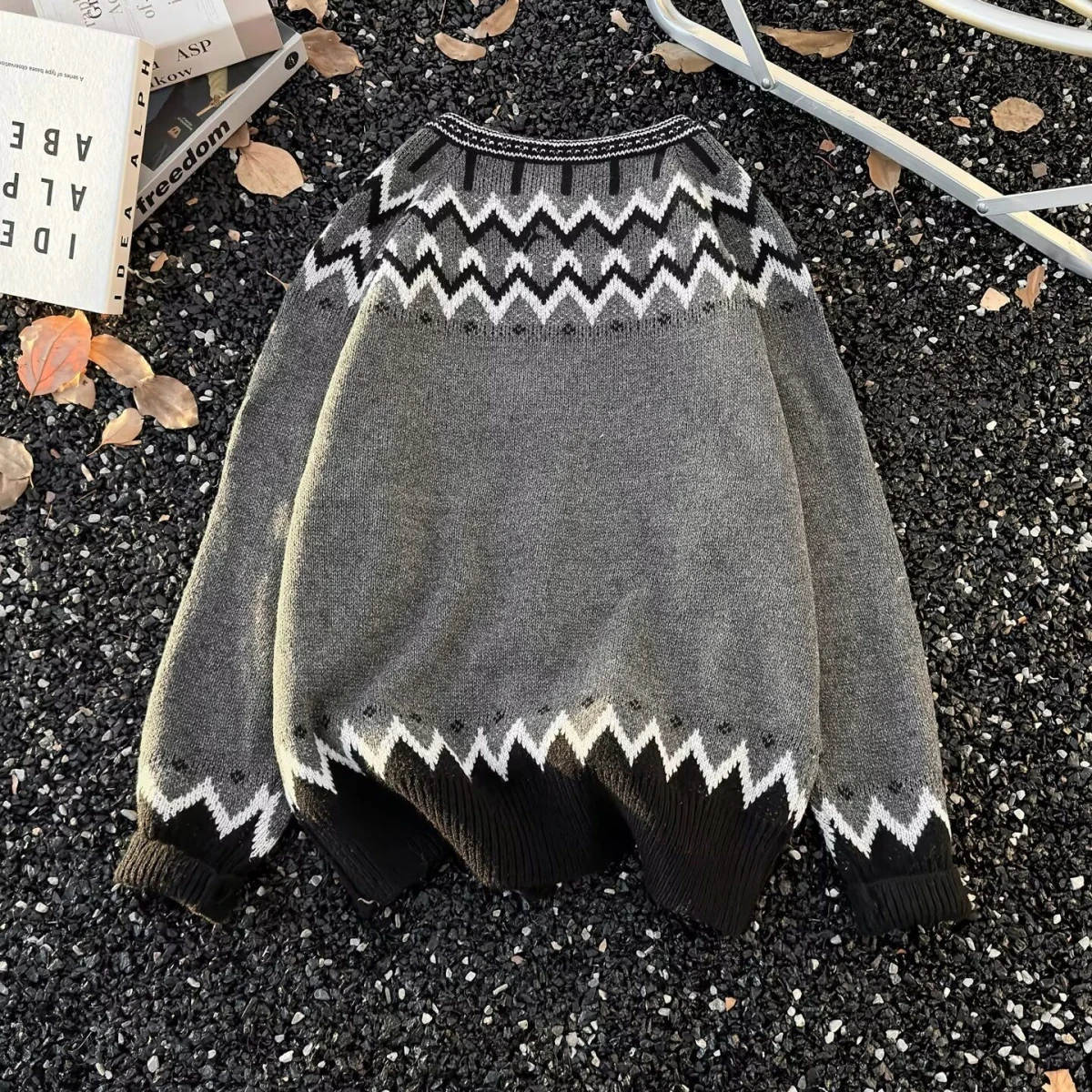 Trendy Harajuku mat Faion Ins New Versatile Retro Sle Open Cardigan Sweater ular Lazy Ins Polyester Fiber Winte...
