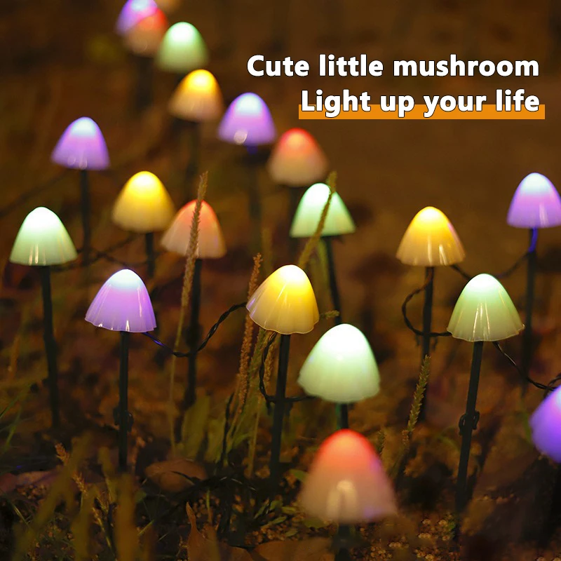 LEDsolar Mushroom Lawn Lamp Outdoor Waterproof 8-mode Fairy Path Landscape Lamp Courtyard Terrace Garden Decorative Light String