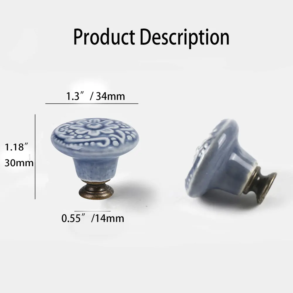 8 bunte Keramikknöpfe, Schranktürgriffe, Möbelschrankgriffe, Hardware-Einloch-Schubladenknöpfe, 1,3