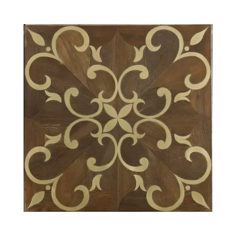 Custom Metal Parquet Flooring Solid Teak Copper Wood Decorative Tiles Engineered Waterproof Click Installation Click Flooring