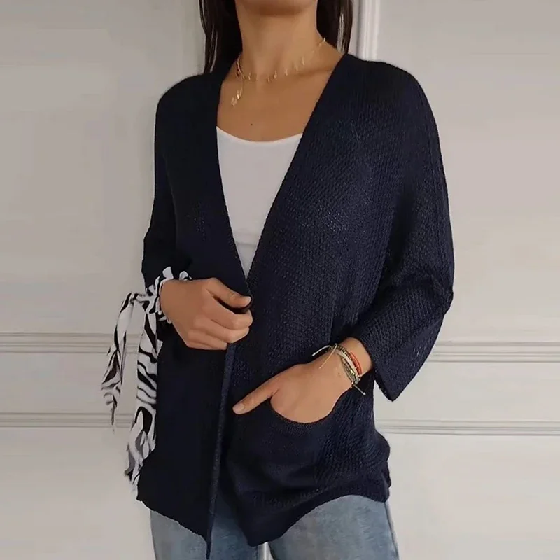 

Осенне-зимний кардиган, женский свитер с длинными рукавами, женская повседневная вязаная верхняя одежда с карманами, пригородное пальто, куртки для женщин