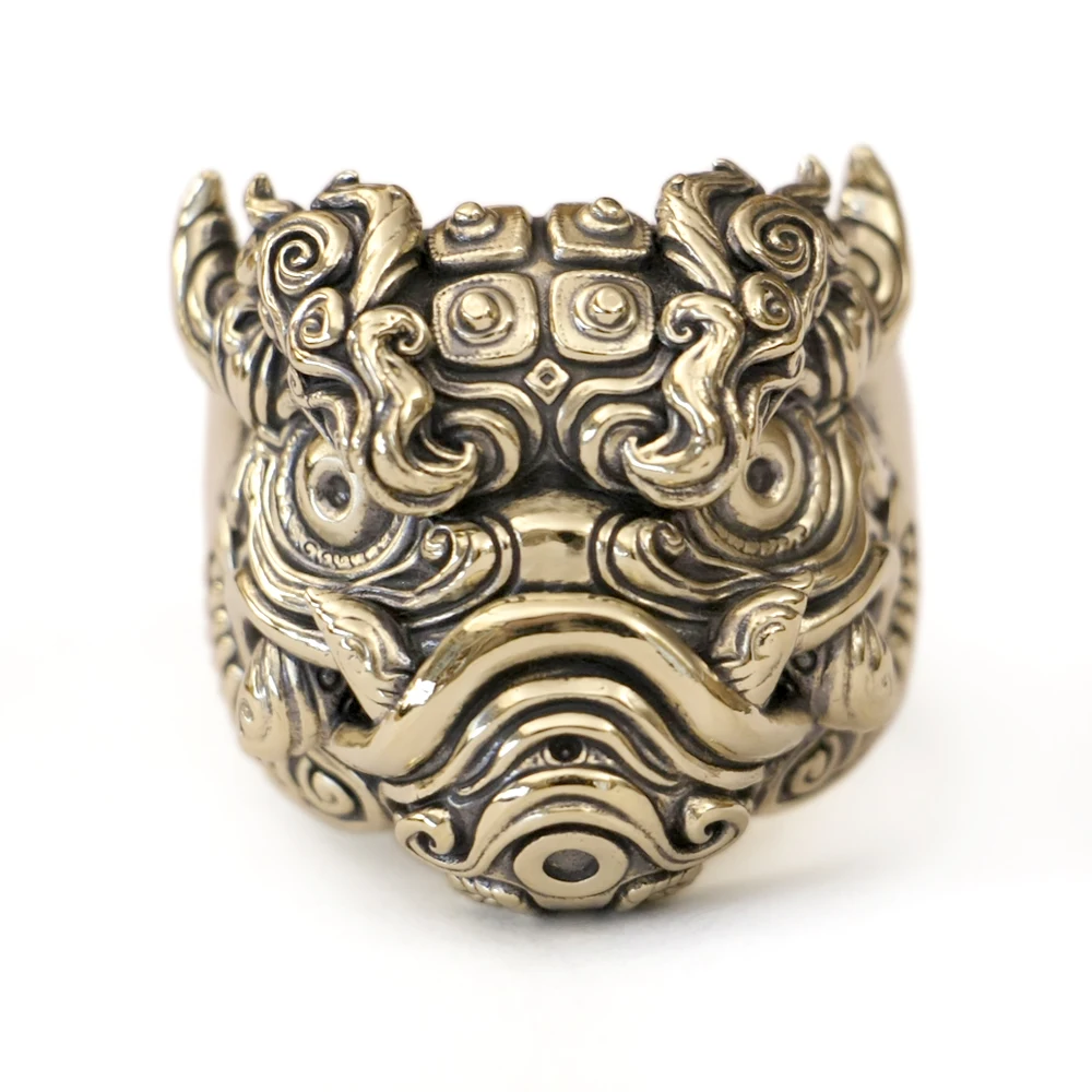 

Большое кольцо из латуни с изображением льва Килин, в стиле панк, украшение в виде животного, BK374, открытый размер (США) 8~15
