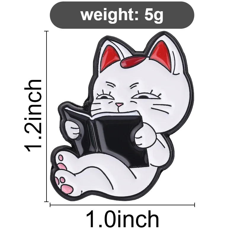 Anime Turbo Granny Lucky Cat Enamel Pin Cute Anime Cat Reading Book Brooch for Fans Friends Backpack Lapel Badge Fashion Jewelry