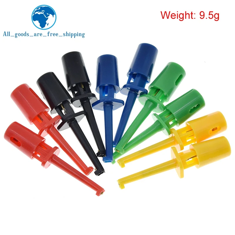 TZT 10Pcs Mini Single Test Hook Clip Test Probe for Electronic Testing IC Grabber Small Size Round Crocodile Clip Hook Test Clip image 6