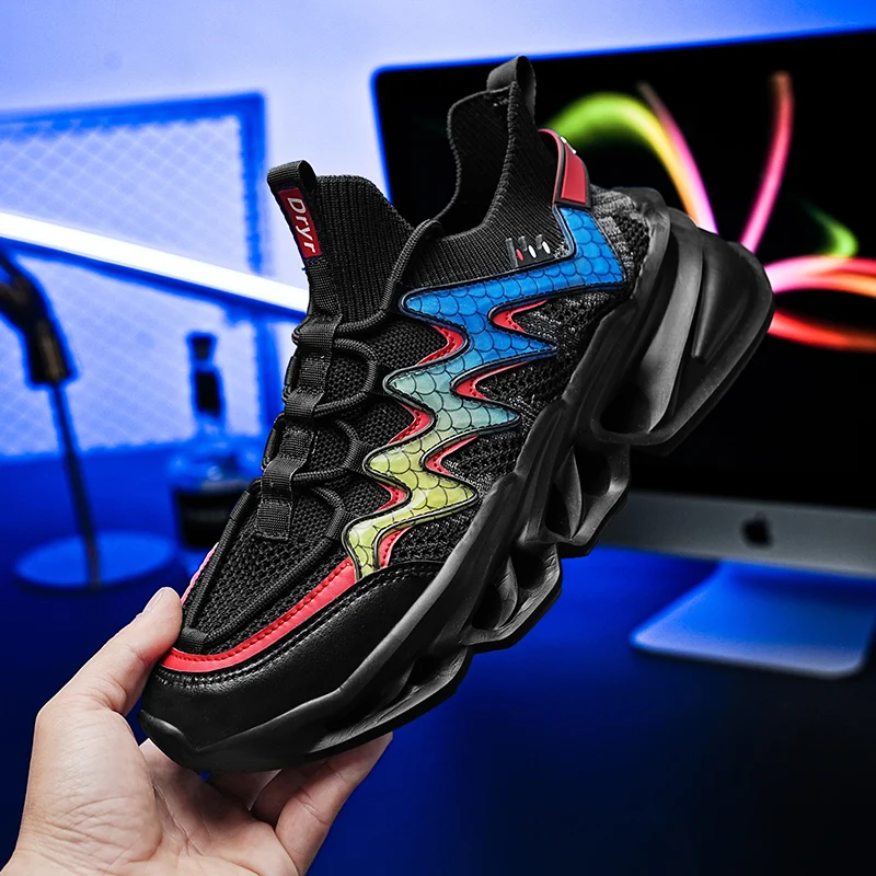 Mesh Casual Sports Platform Shoes Men Hollow Out Chunky Breathable Running Jogging Training Trend Sneakers