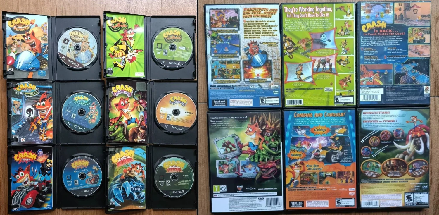 ps2-copy-game-disc-crash-bandicoot-series-unlock-console-station-2-retro-optical-driver-video-game-machine-parts